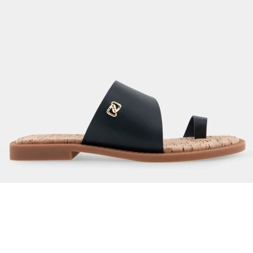 Aerosoles Comfortable Toe Ring Carder Slide Sandals Women 8 Black New With Tags